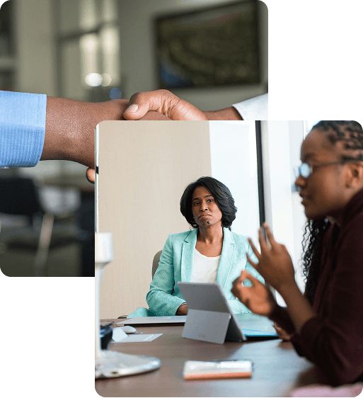 Business professionals collaborating in a meeting